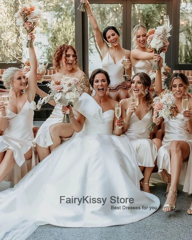 FairyKissy – robe de mariée en dentelle, élégante, sirène, sans manches, illusion de Satin doux, col en V, Iovry, moderne, traîne, 2021