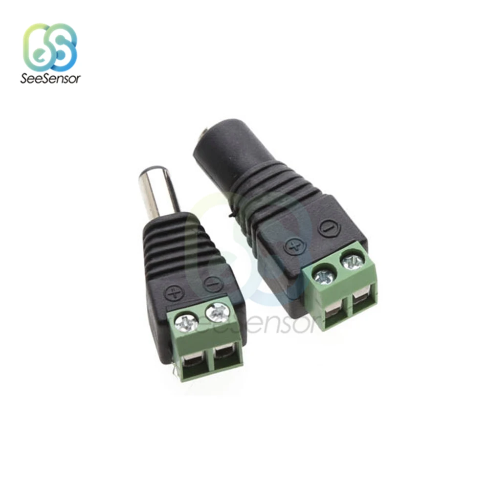 5.5Mm X 2.1Mm Nữ Nam + DC Cắm Dành Cho 5050 3528 5060 Dây Đèn LED Ánh Sáng và Camera Quan Sát