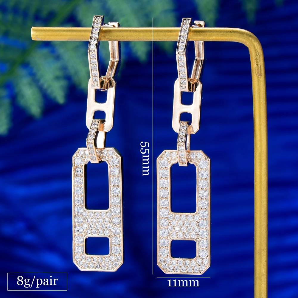 Soramoore Luxury Trendy Punk CZ Pendant Earrings High Quality Fashion Jewelry For Women Wedding Daily Party серьги 2021 тренд