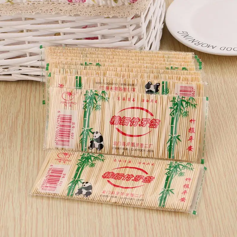 200PCS/Bag Bamboo Toothpick Disposable Natural Toothpick Family Restaurant Accessories Fruit Single ToothSticks Accessories Home