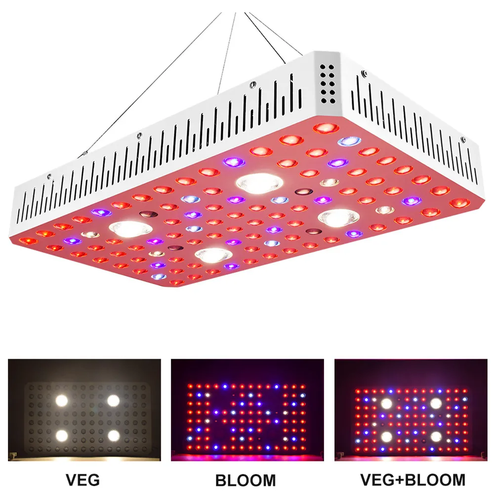 

Qkwin FUN COB LED GROW LIGHT 2000W real power 400W with double chip leds dual LENS for high par value