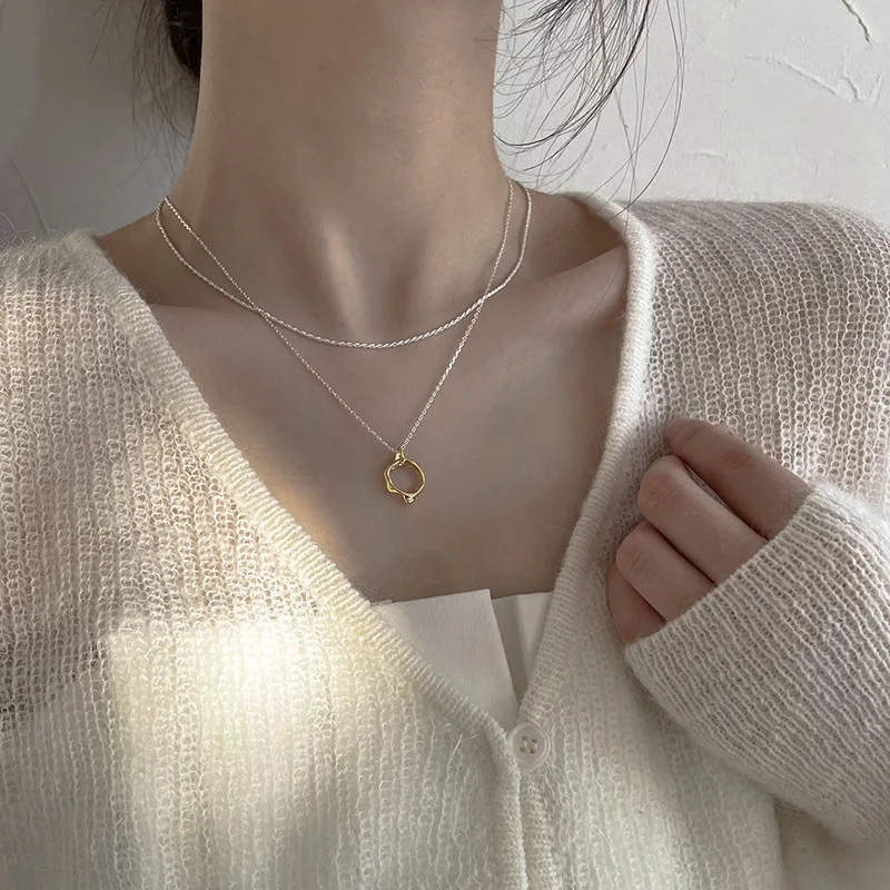 925 sterling silver necklace female irregular pendant cold wind niche design simple temperament ins advanced clavicle chain