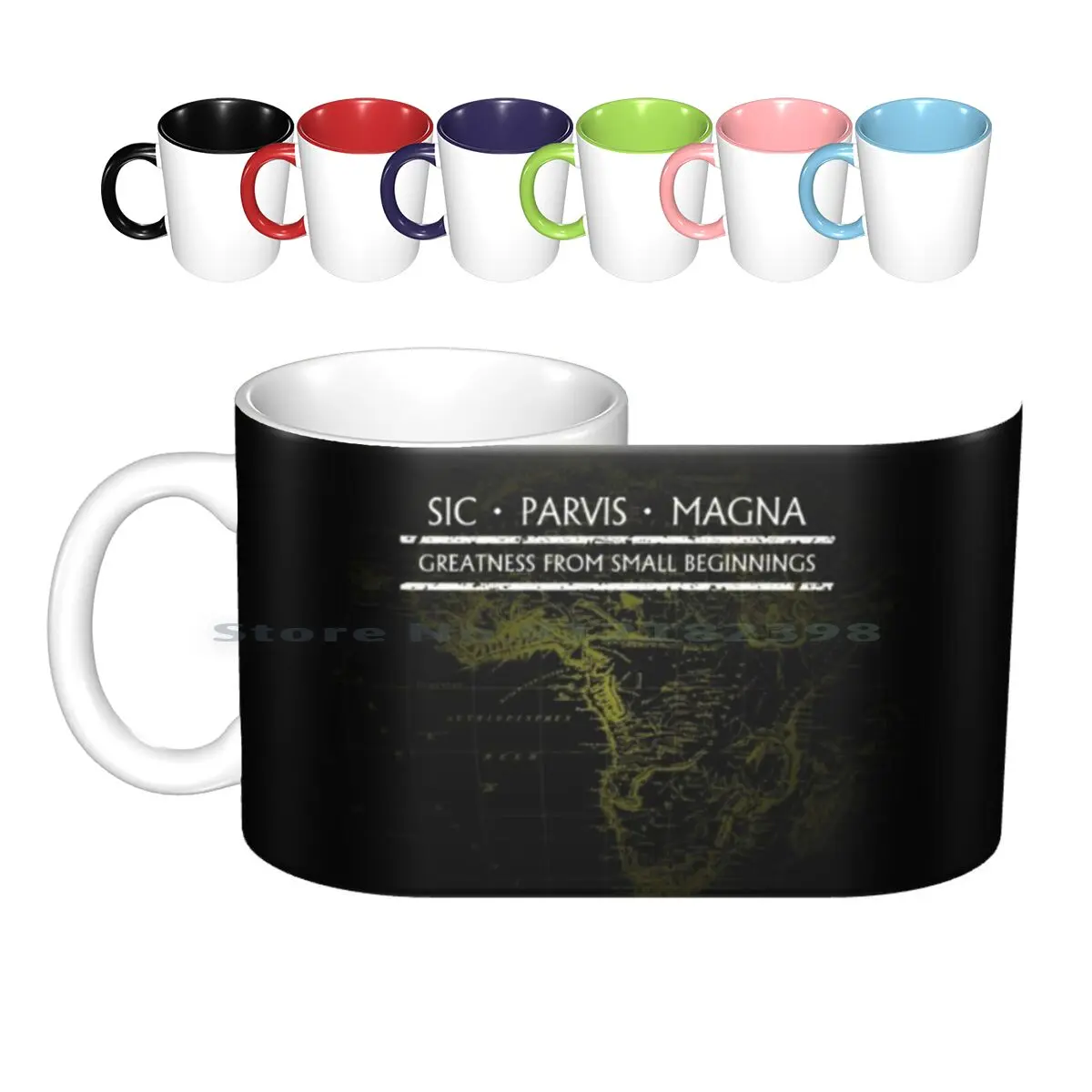 

Uncharted-Sic Parvis ( Black ) Ceramic Mugs Coffee Cups Milk Tea Mug Uncharted Nathan Drake Game Sic Parvis Africa Vintage Old