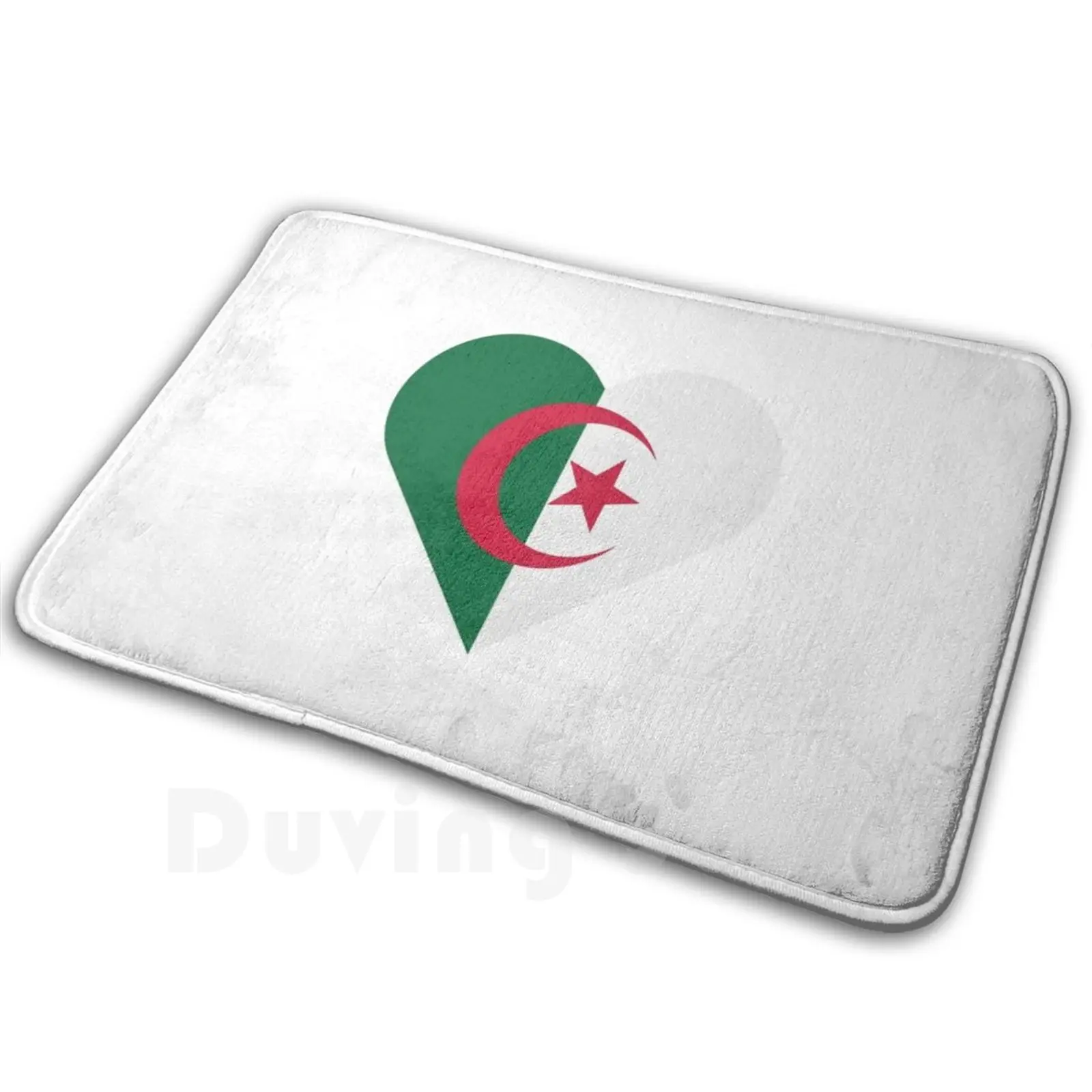 Algerian Flag Heart Soft Non-Slip Mat Rug Carpet Cushion Algeria Heart Flag Algerian Muslim Islam Religion