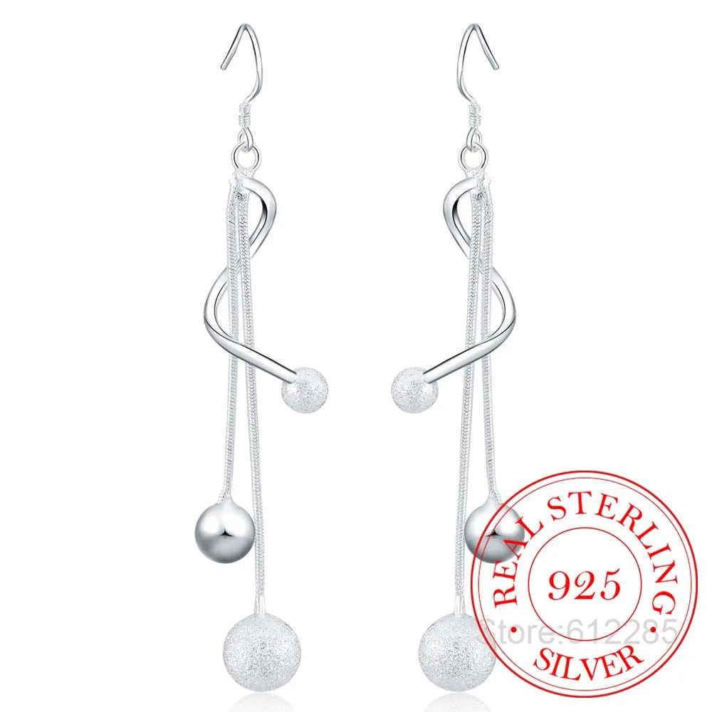 100% 925 Sterling Silver Earring,Wedding Party Jewelry,Korean Light Sand Beads Vintage Long Tassel Drop Earrings For Women 2023