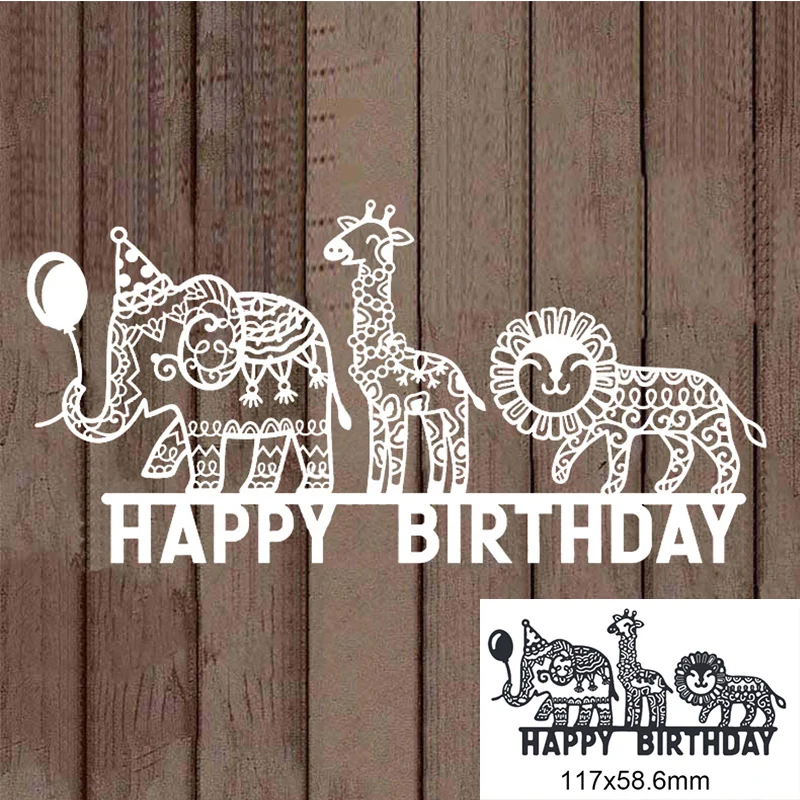 Happy Birthday Animal Metal Cutting Dies For DIY Scrapbook Cutting Die Paper Cards Embossed Decorative Craft Die Cut New