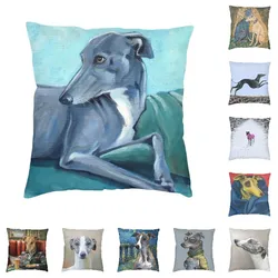 Greyhound-装飾用クッションカバー,40x40cm,犬用の豪華な枕カバー,ソファ,車用の正方形