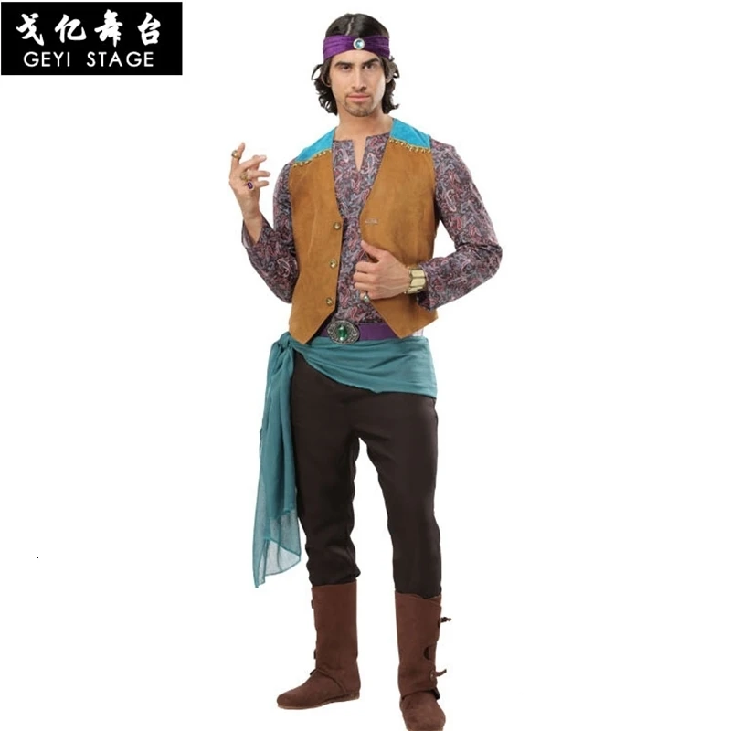 New adult men glod gypsy prophet king costume for man costume halloween party traditional role play cosplay party