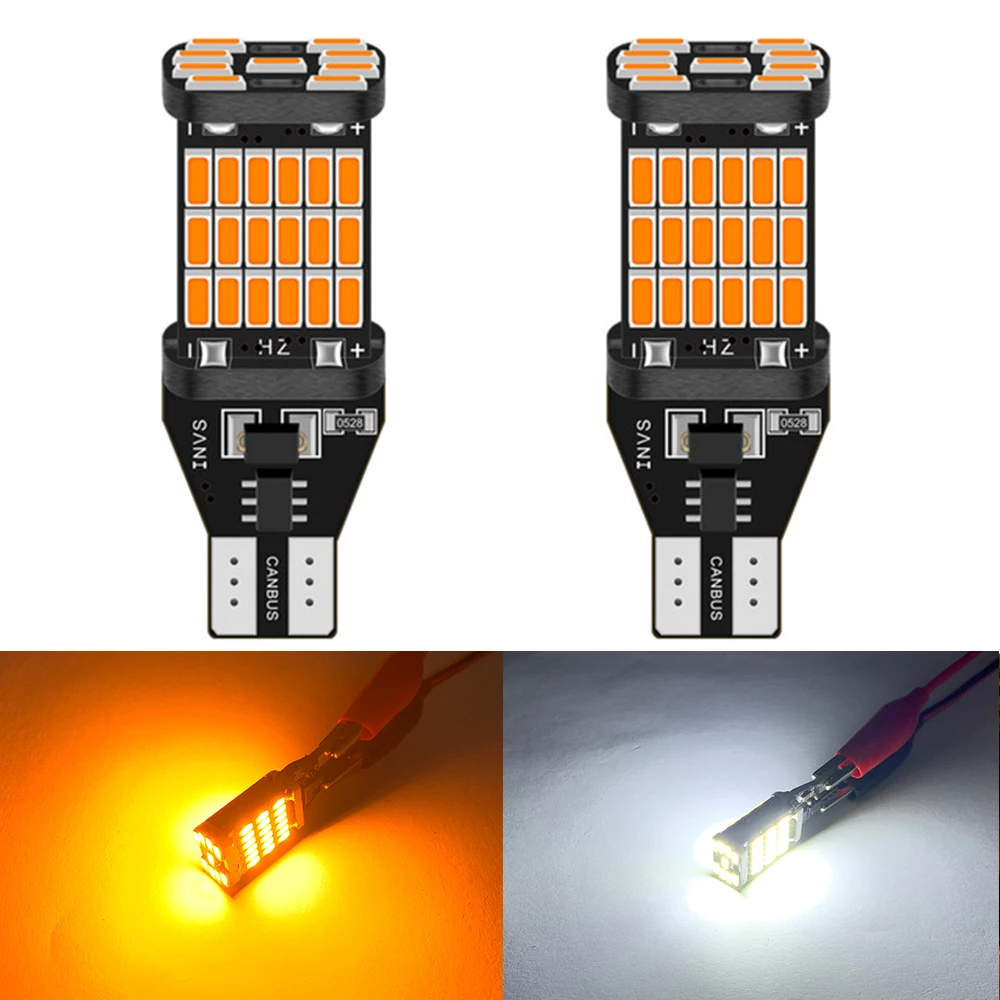 2pcs T15 T16 W16W Led LED 4014 Canbus Car Backup Reserve Lights Bulb Tail Lamp For BMW AUDI FORD KIA LADA White Amber Red 12V