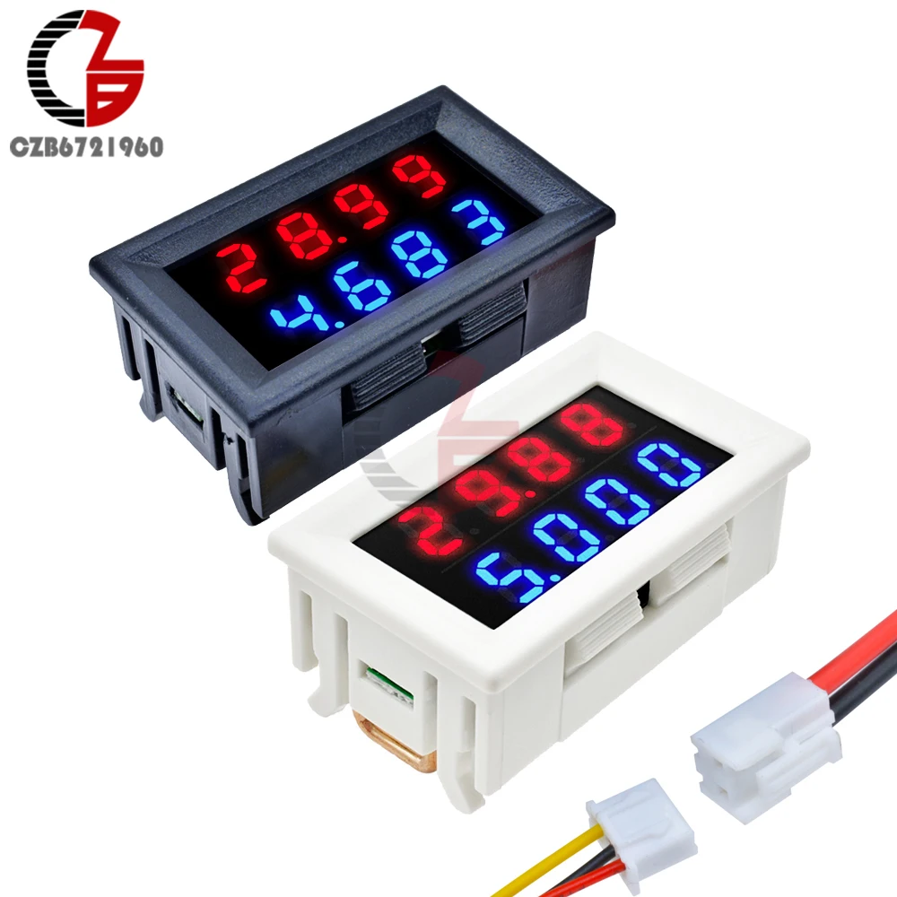 DC 100V 200V 10A LED Digital Voltmeter Ammeter 3 4 Bit 5 Wires Current Voltage Meter Car Auto Volt Tester Detector 110V 220V 12V