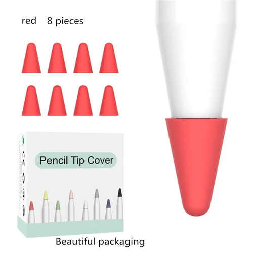 Imagen 2 del producto Funda protectora de silicona suave para Apple Pencil 1, 2, Tablet Stylus Touch Pen Nib, 8 unidades