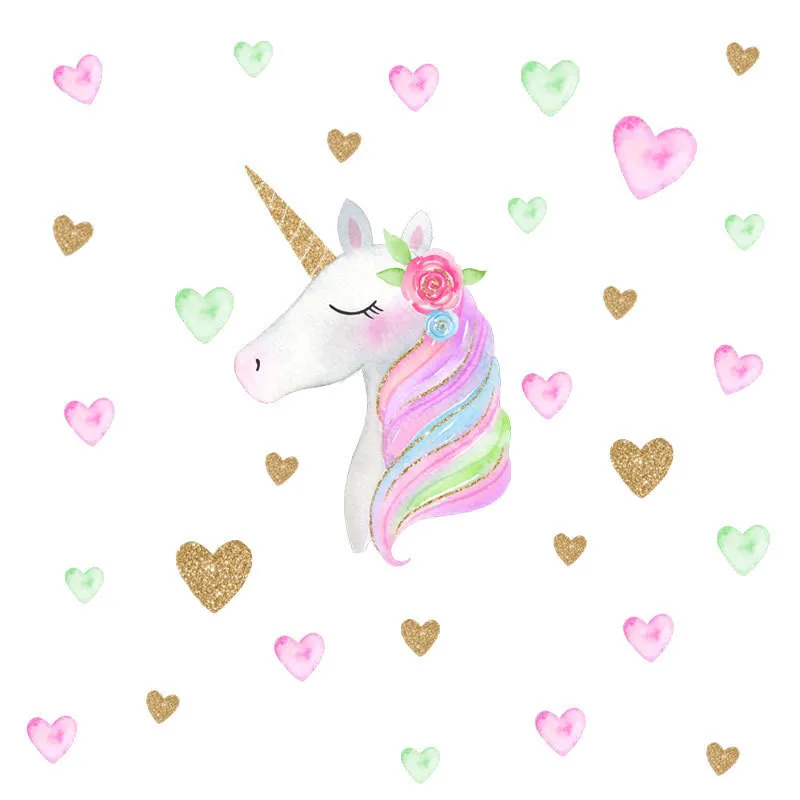 colorful unicorn heart wall sticker living room bedroom home decor wall stickers for kids rooms decoracion