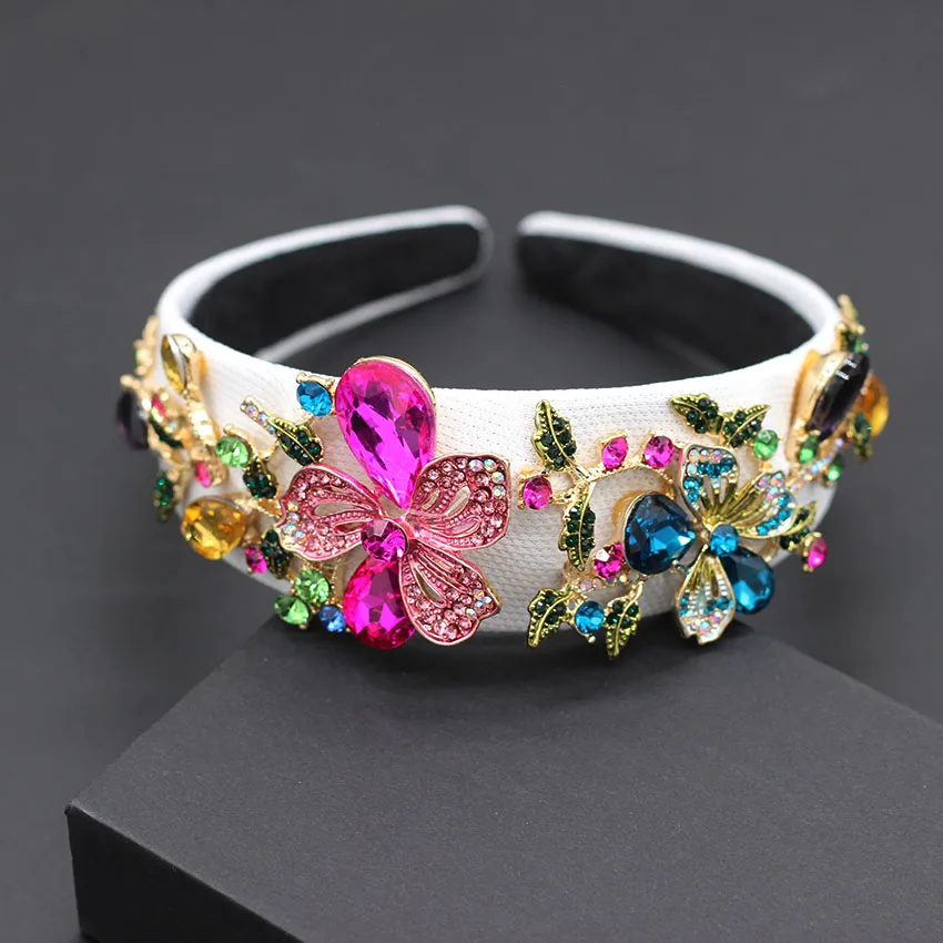 Fashion personality catwalk headband color rhinestones trumpet dance party geometry wild temperament exaggerated headband 722