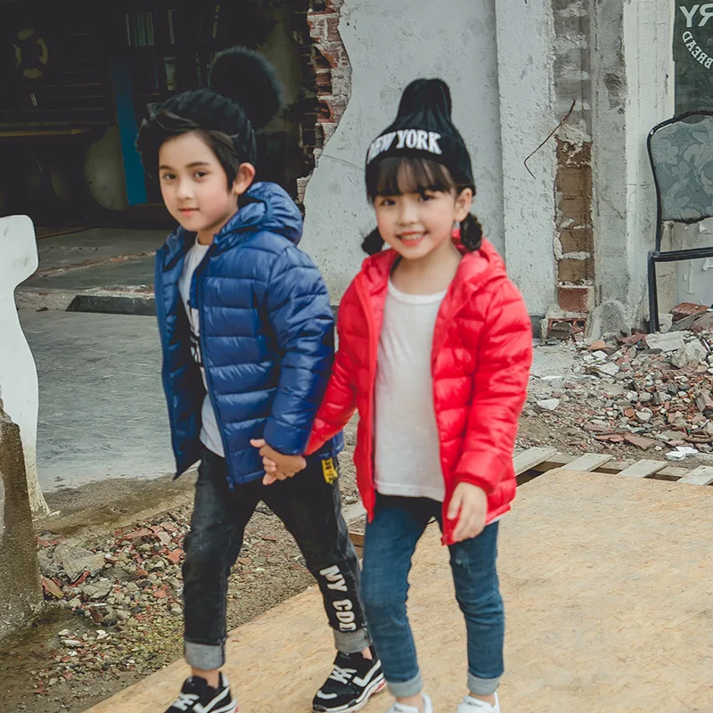 Winter Clothing New Children's Down Jacket Boys And Girls Light And Thin Pure Color Down Coat