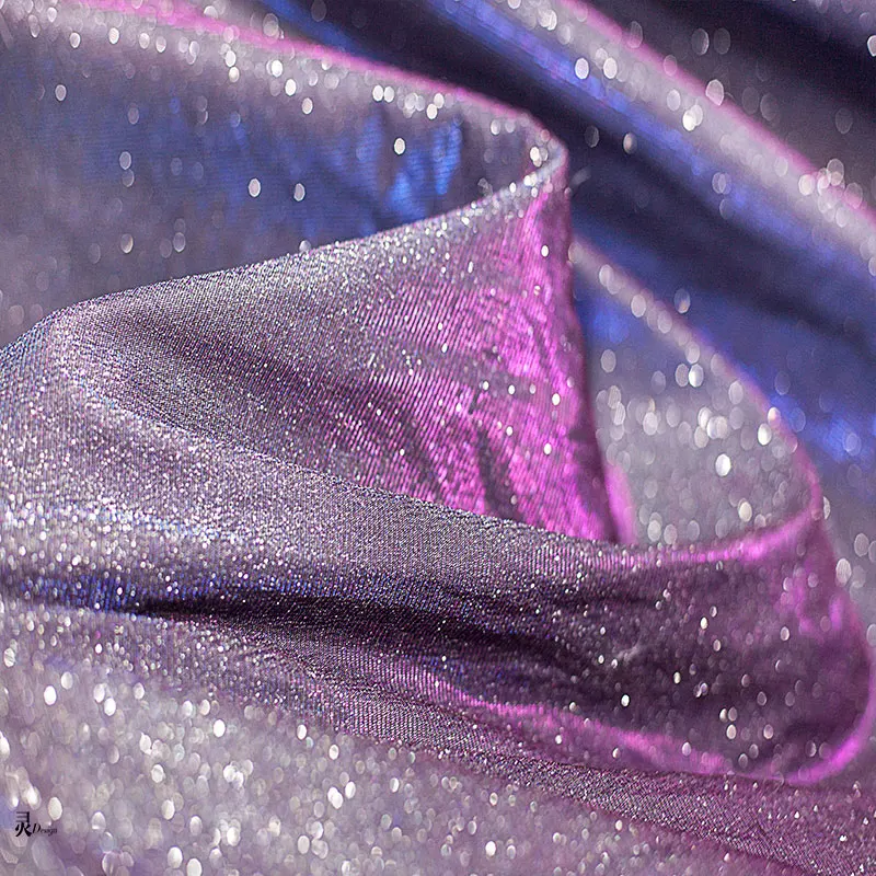 Dream Reflective Laser Cloth Starry Sky Magic Color Bright Elastic Fabric Creative Wedding Dress Fabric