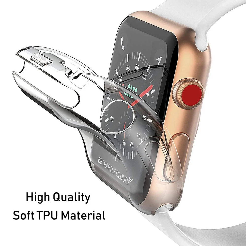 Funda de TPU para funda de apple watch, 44MM, 45MM, 41MM, 42MM, 38MM, 40MM, protector de banda de parachoques completo para iwatch series 9, 8, 7,