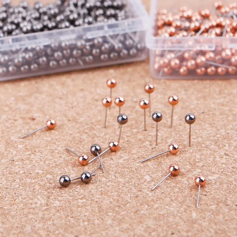 400pcs/set Round Plastic Head Steel Point Push Pins Map Thumb Tacks Pin with Box for Office School Supplies