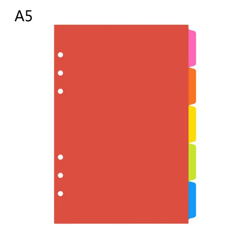 1 zestaw luźny segregator indeks Separator PP kolorowe 6 otwór strona dzielniki