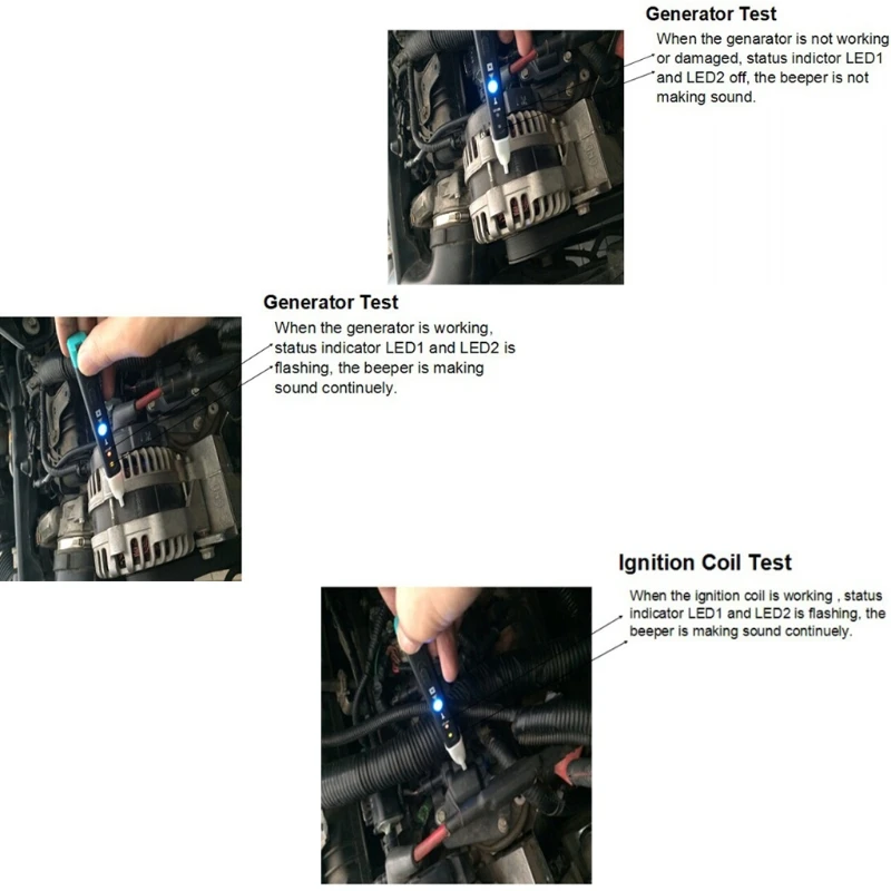 Electronic Magnetic Faults Indicator Detector Test Pen Quick Check Circuit Tester LED for Spark Plug Coil Detection Tool