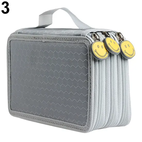 School Pencil Case Large Capacity 3 Layer 52 Holes Student Pen Pencil Storage Zipper Case Holder Office School Supplies