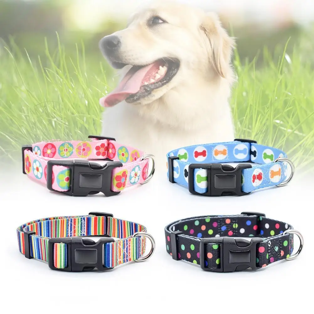 Cat Dog Fresh Design Durable Anti-lost Printed Collar Adjustable Anti-hanging Traction Tool Durable Pet Supplies Accessories