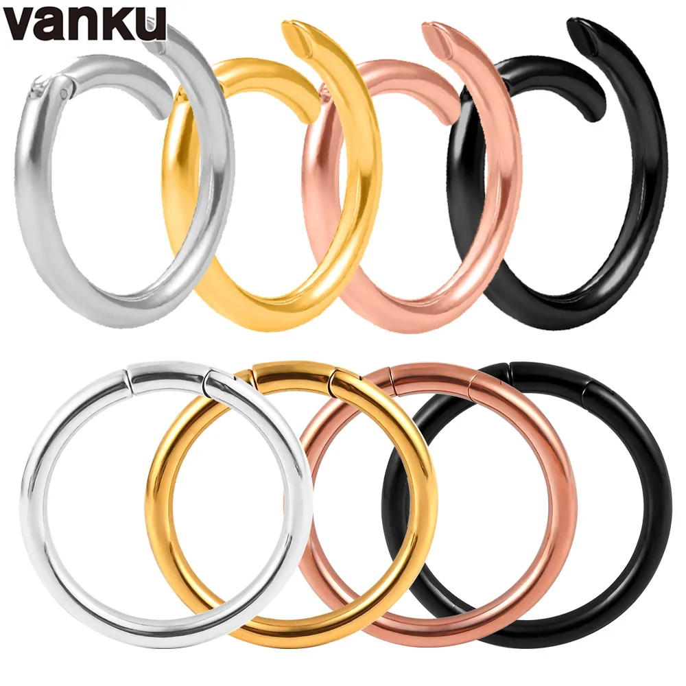 Vanku 2pcs Punk Stainless Steel Round Heavy Ear Weight Clip Expanders Gagues Stretchers Piercing Earrings Body Jewelry