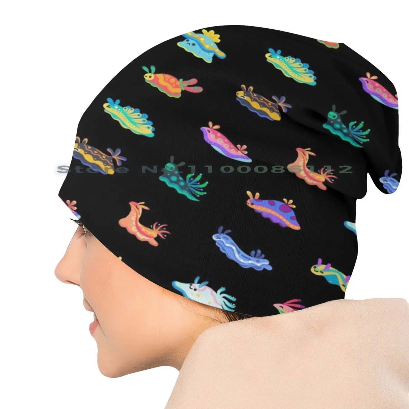 Sea Slug-Black Bucket Hat Sun Cap Nudibranch Sea Slug Marine Life Ocean Fish Aquarium Cute Animal Kids Children Pattern Kawaii