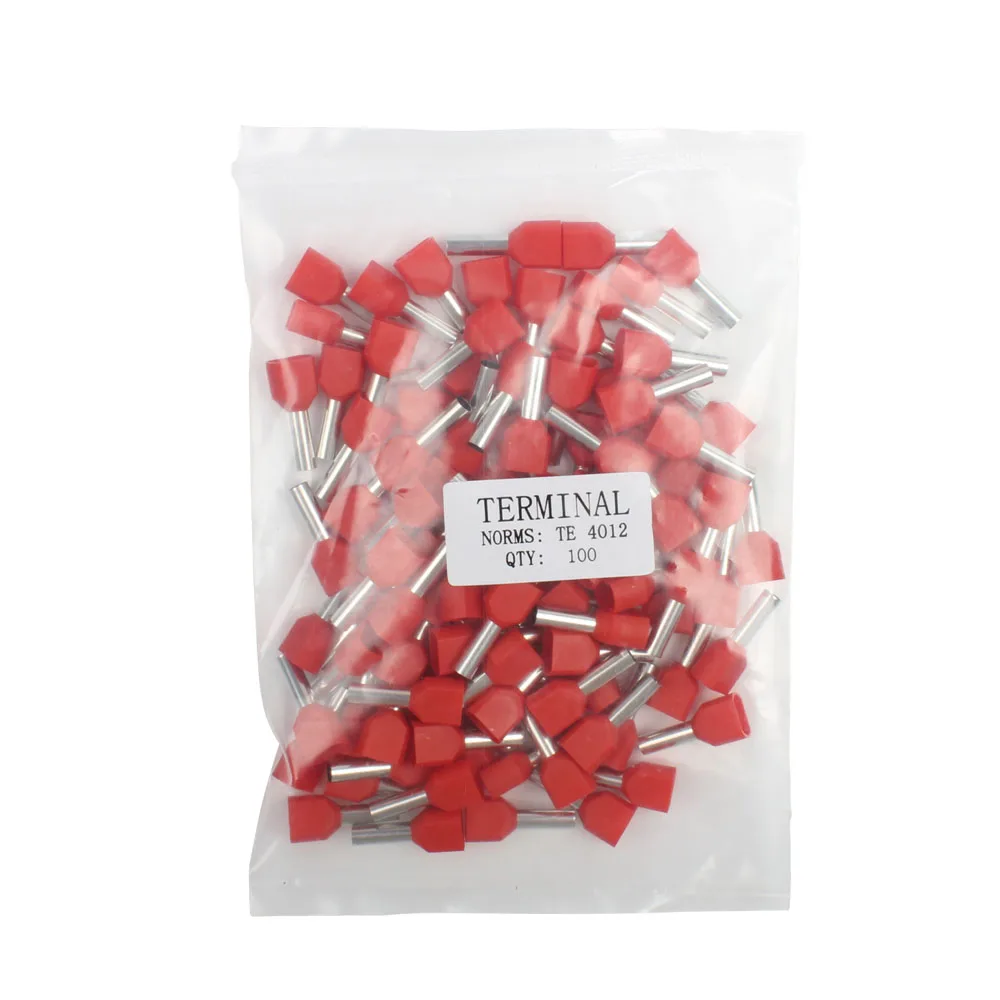 Dianqi TE4012 Twee Pre-Geïsoleerde Pijp-Vormige End Koudgeperste Terminals/Kabel Connector/Connector 100 stks/pak