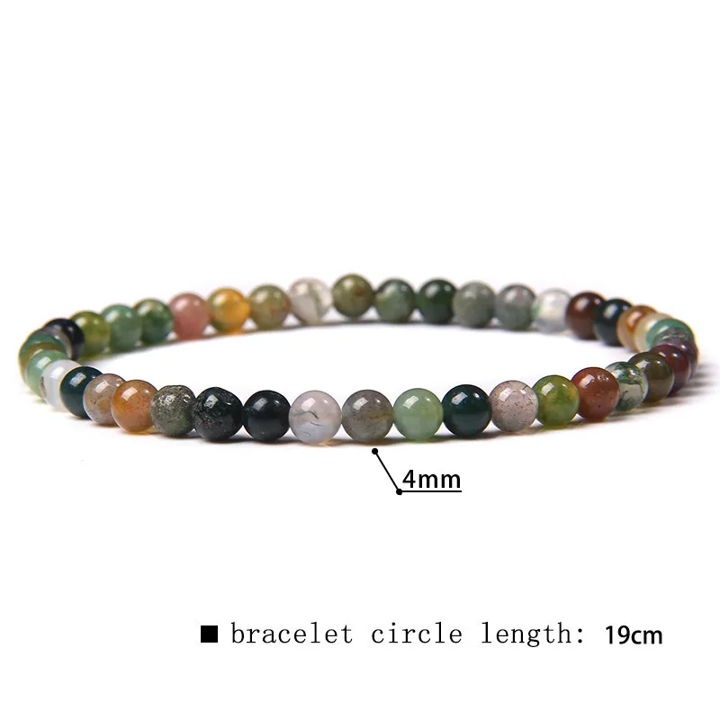 4mm Chakra Beads Energy Bracelet Natural Round Agates Onyx Stone Stretch Bracelet Bangles for Women Men Handmade Yoga Jewelry