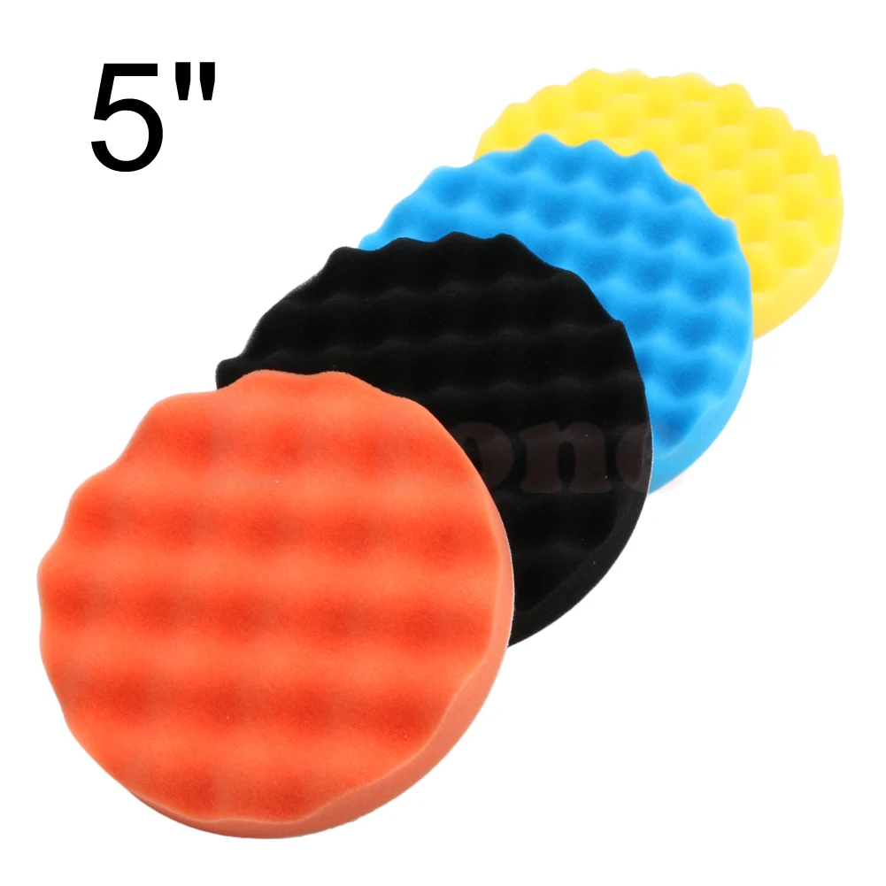 

4Pcs 5 inch (125mm) Buffing Polishing Sponge Pad Kit For Car Polisher Buffer New Auto Waxing Power Tool Accessories