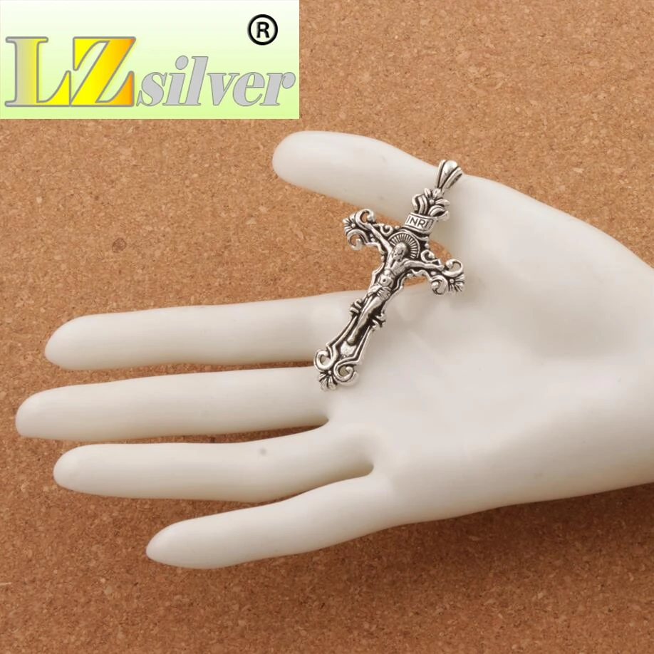 6pcs 59.5x33mm Zinc Alloy Traditional Large Crucifix Pendant Cross Charm Medallion L1656 Metal Classic Lzsilver