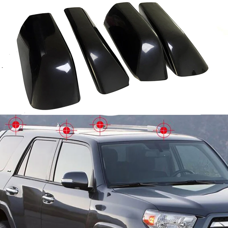 

Black For Toyota 4Runner N210 2003-2009 Hilux Surf SW4 ABS Plastic Roof Rack Bar Rail End Replacement Cover Shell 4PCS