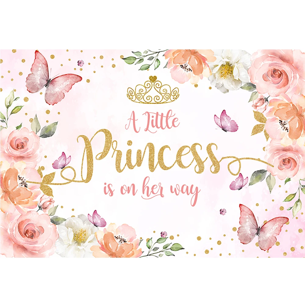 Sensfun Pink Flowers Butterfly Princess Backdrops Girls Newborn Baby Shower 1st Birthday Party Photography Background Photocall