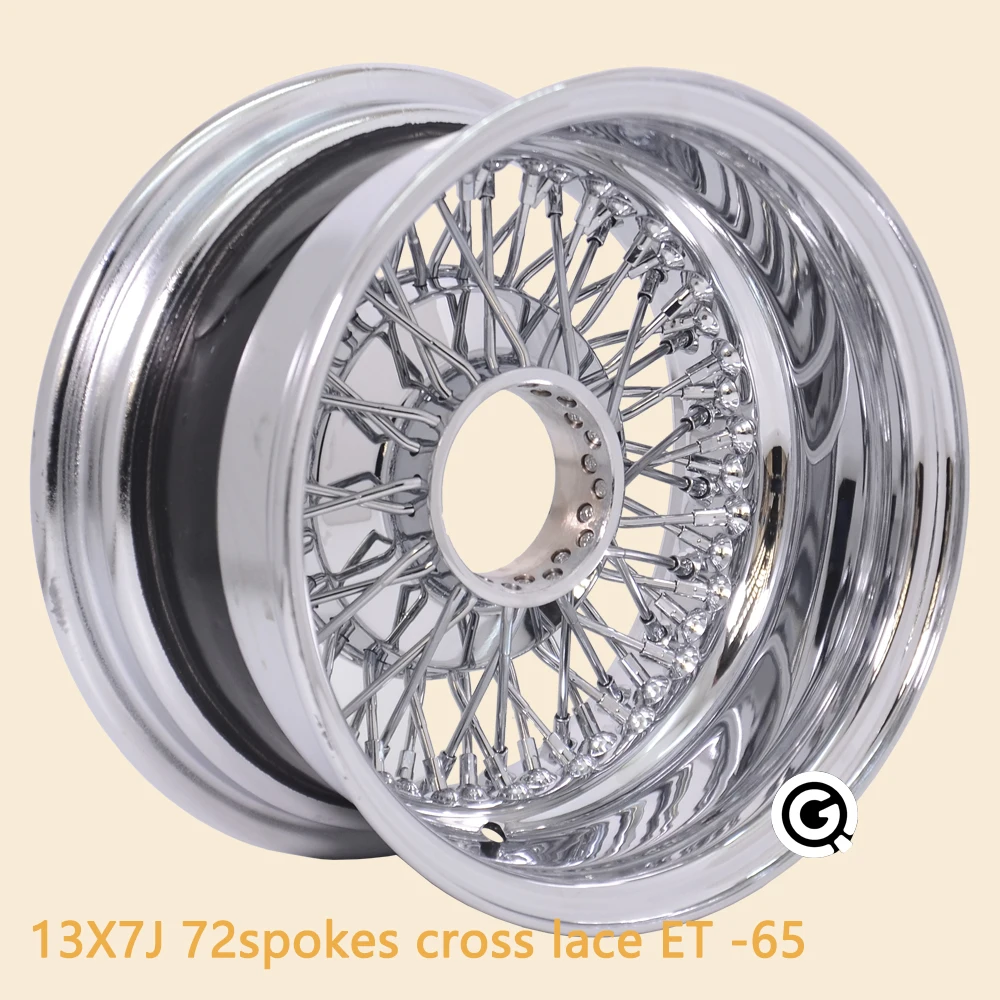 13inch Reverse Cross Lace Wire Wheels 72 Spokes Lowrider Air Ride Suspension Custom Car Wheel Rim Design