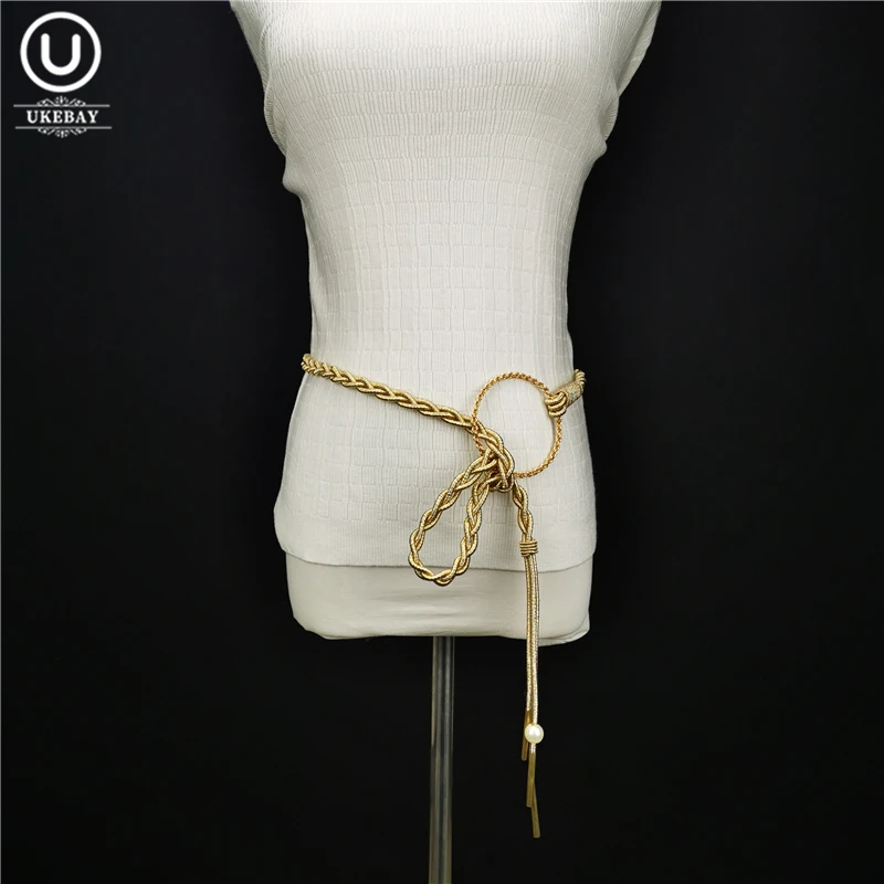 UKEBAY New Handmade Knitted Belt Gold Belts Fashion Bondage Body Belt 3 Colors Defferent Wears Designer Luxury Belts Jewelry