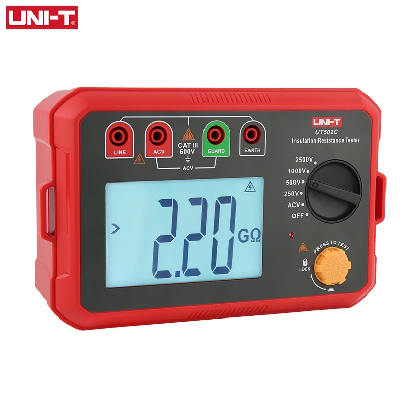 Uni-t Digital Isolamento Resistência Tester Ohmmeter Terrestre Alcance Automático Ut502c 25000v