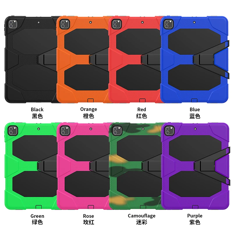 Capa de silicone à prova de choque com kickstand para ipad pro 12.9 (6th gen) caso durável para ipad pro 12.9 capa áspera 2022 2021 2018