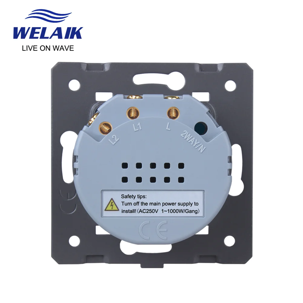 WELAIK EU Standard Single FireWire 1~1000W 220V 5A 2gang1way Smart LED Light  Wall Touch-Switch DIY-Parts Module A921