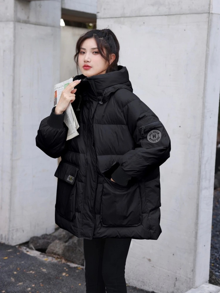 Fashionable Padded Jacket Women New Winter Clothes Loose Korean Version of Solid Color Stand-up Collar Warm Cute Padded Jacket