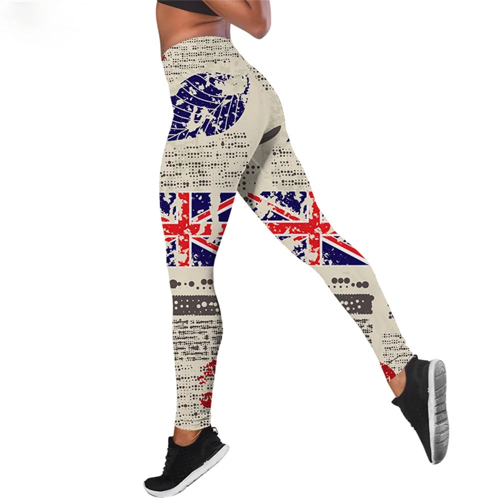 

CLOOCL Women Leggings American Newspaper Printed High Waist Elasticity Legging 3D Fashion Fitness Pant for Female Jogging Pants