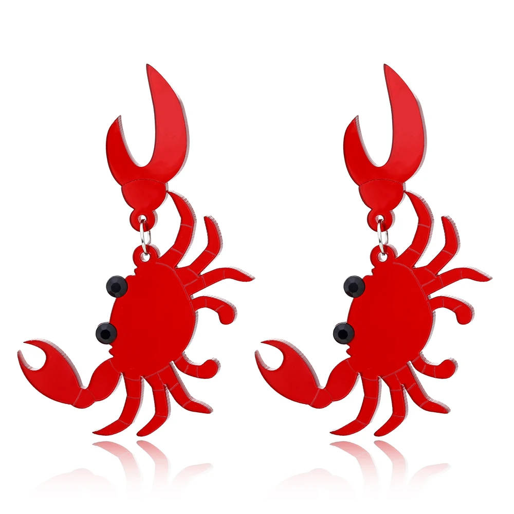 XIYANIKE Resin Acrylic Crabs Earrings 2019 Cute Statement Fashion Women Jewelry Metal Brinco Funny Drop Earrings
