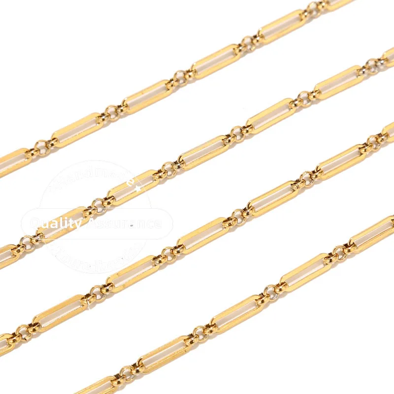 1 Meter Stainless Steel Gold Rolo Cable Chains 4MM Flat Wire Chic 3:1 Chain Fit for DIY Jewelry Making Supplies Wholesale Bulk