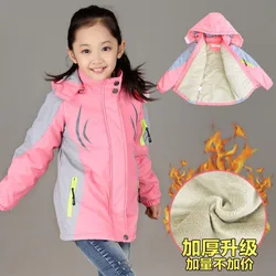 Girls Winter Warm Jacket 3-16T Kids Spring Windbreaker Waterproof Teenage Hooded Velvet Lining Thickness Snowsuit Baby Girl Coat