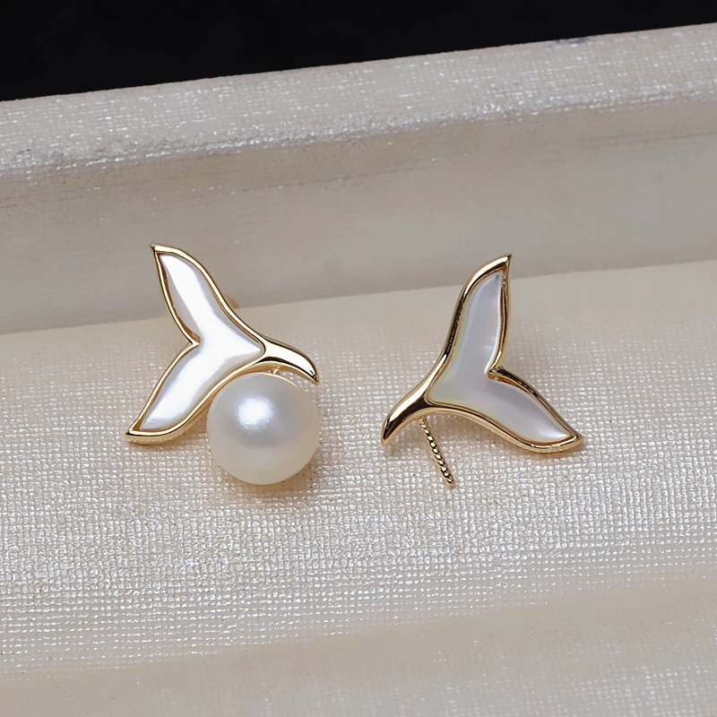 

Mermaid Tail 18K Gold AU750 Earrings Mountings Findings Mounts Base Jewelry Settings Accessories Part for Pearls Jade Crystal