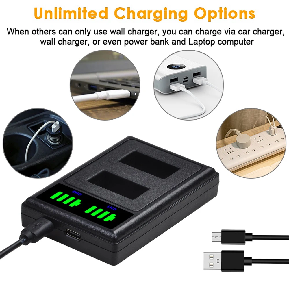 Pickle Power แบตเตอรี่สำหรับ GoPro Hero3 Hero3 + LED USB Dual Charger สำหรับ GoPro AHDBT-201, AHDBT-301, AHDBT-302