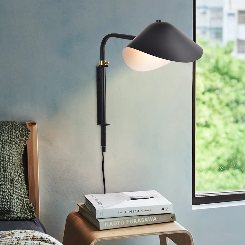 

Modern Wall Lamp E27 Black Adjustable Wall Light For Loft Bedroom Bedside Living Room Nordic Wall Light Miroir Led Salle De Bain