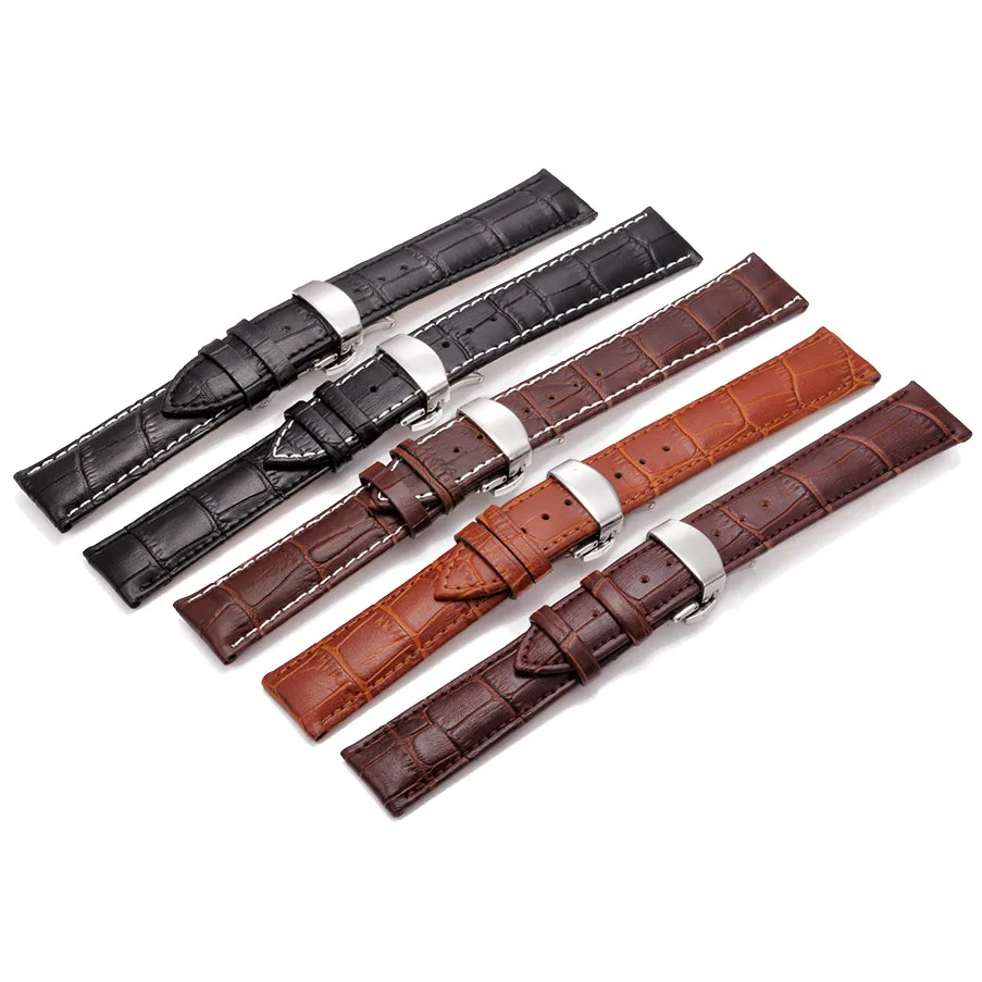 Crocodile Genuine Leather Watch Band 12 13 14 15 16mm 17 18mm 19mm 20mm 21mm 22mm 24mm Watch Strap Butterfly Buckle Watchband