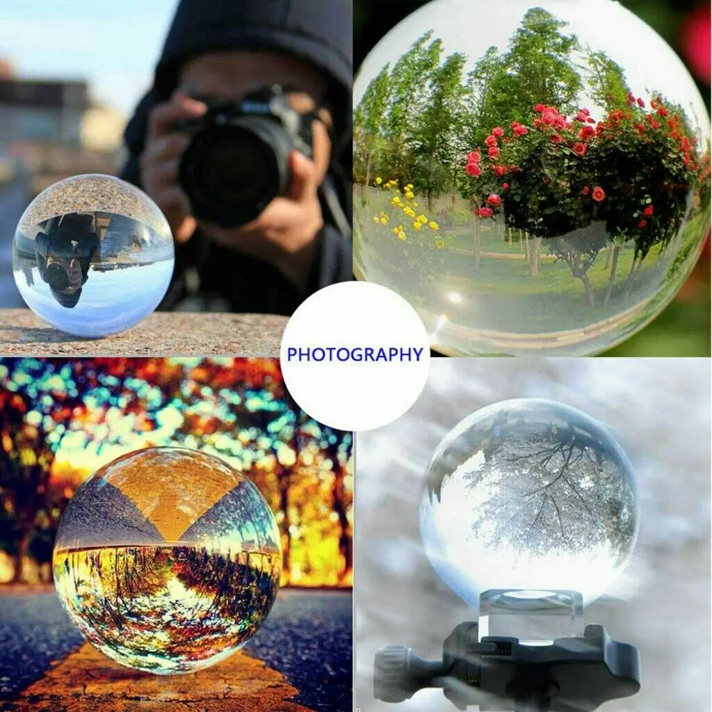 30/40/50/60/70/80mm Klare Glas-Kristallkugel Heilende Glücks-Sphäre Fotografie-Requisiten Lensball Deko-Geschenke – Detail 1