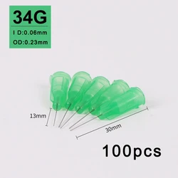 34G Blunt Tip Syringe Needle 0.5inch/13mm Dispensing Needles With Luer Lock . Non-sterile . 100pcs/bag