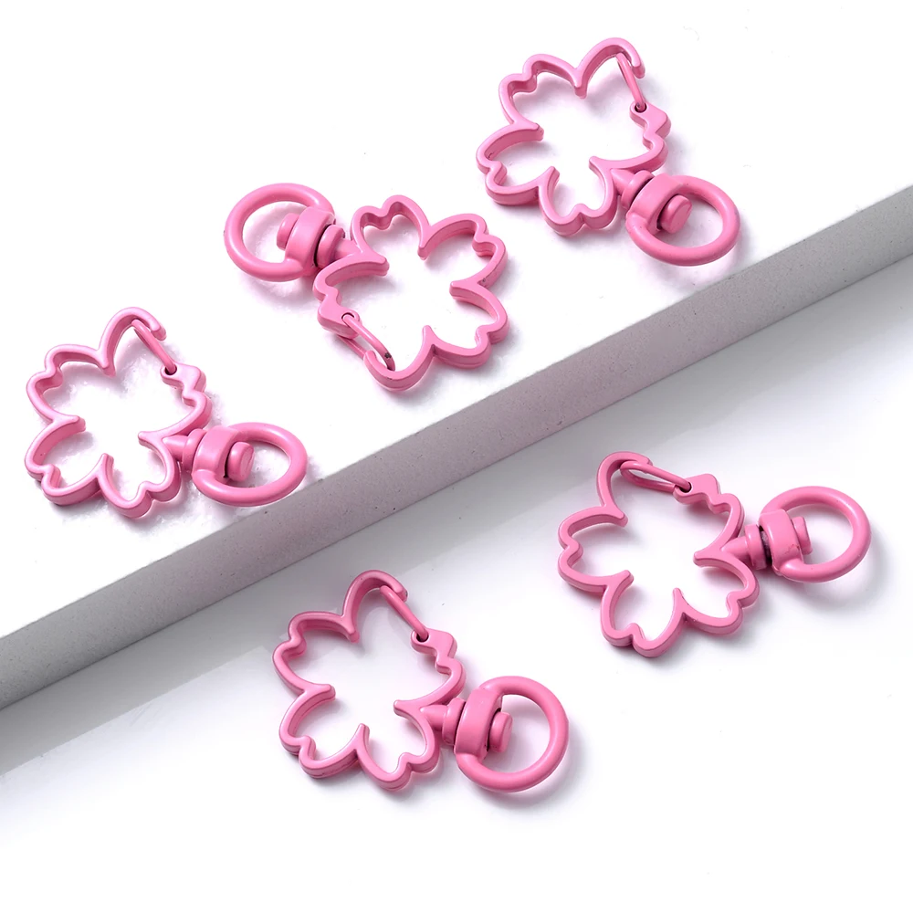 5 teile/los Blume Karabiner Haken Schlüsselanhänger Trigger Clips Schnallen für DIY Schmuck Machen Schlüssel Ketten Ring Zubehör 24*34mm – Detail 6